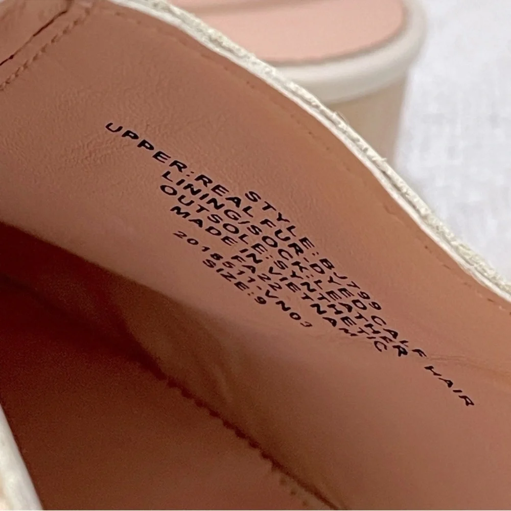 NEW J. Crew Calf Hair Convertible-Strap Tan and Cream Leather Clogs - Picture 4 of 9